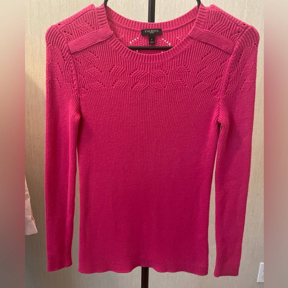 Talbots Size P Pink Knit Sweater